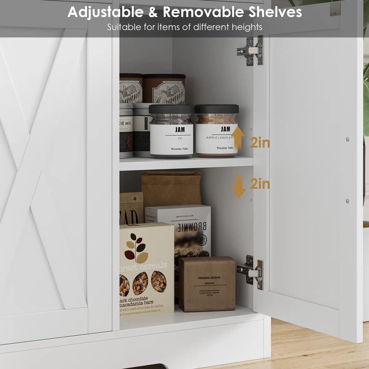 Modern Sideboard with 3 Drawers Adjustable Shelves - Wooden bazar