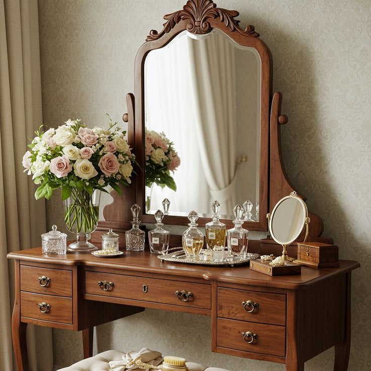 Carbo Vanity dressing table wooden with mirror with stool