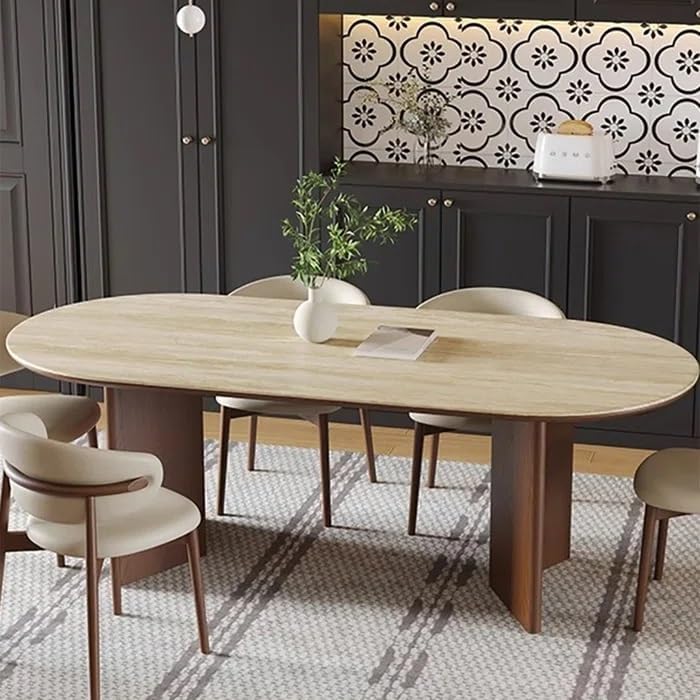 Hormox Modern Round Solid Wood 6 seater Dining Table Set - Urban Crafto