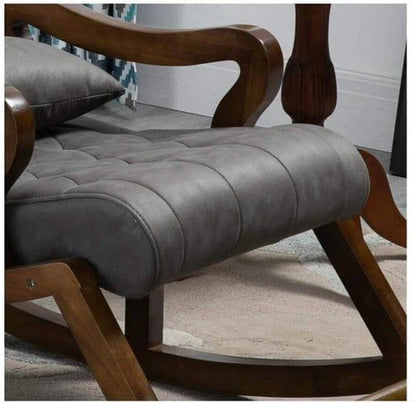 Premium Teak Wood Rocking Chair with Foot Stool & Cushion Comfortable Balcony Relax Chair with Pillow High Density Foam Ergonomic Design