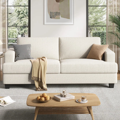 Upholstered Loveseat Sofa, Linen Fabric 2 Seater Couch For Apartment Bedroom Living Room Office
