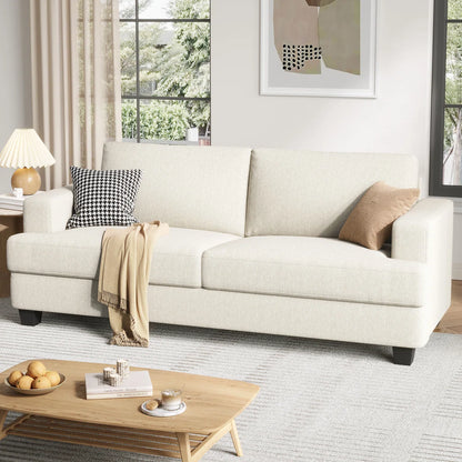 Upholstered Loveseat Sofa, Linen Fabric 2 Seater Couch For Apartment Bedroom Living Room Office