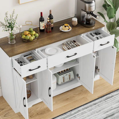 Modern Sideboard with 3 Drawers Adjustable Shelves - Wooden bazar