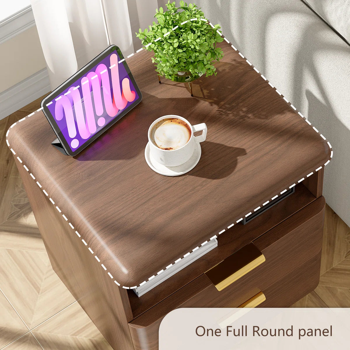 Cota Wooden Nightstand 2 Drawer Bedside Table Storage Modern Dark Walnut