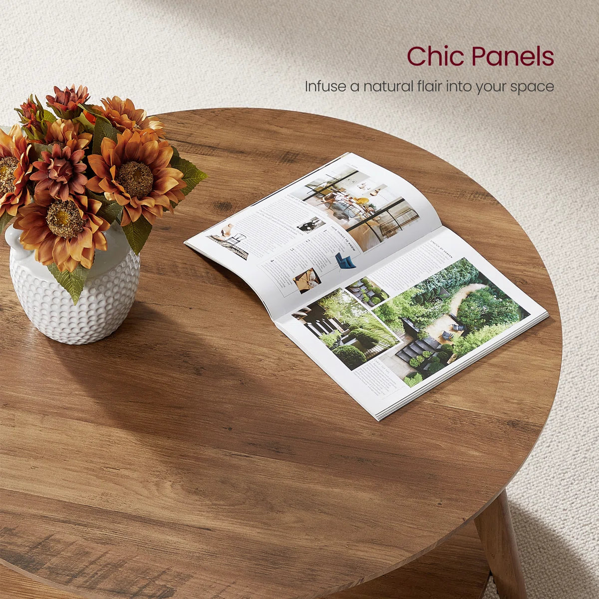 Clasino Coffee Table With 2-Tier Storage Shelves - Wooden bazar