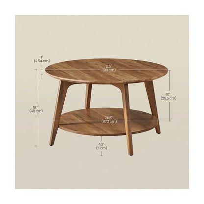 Clasino Coffee Table With 2-Tier Storage Shelves - Wooden bazar