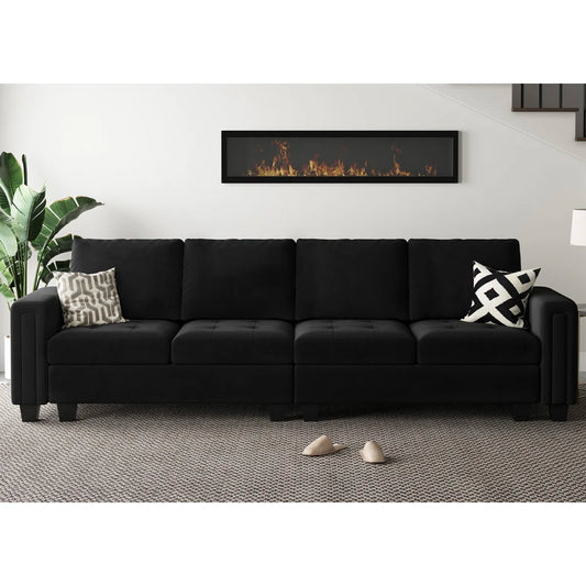 3 - Pieces Velvet 4-Seater Sectional Sofa Lounge Apartment Living room Couch
