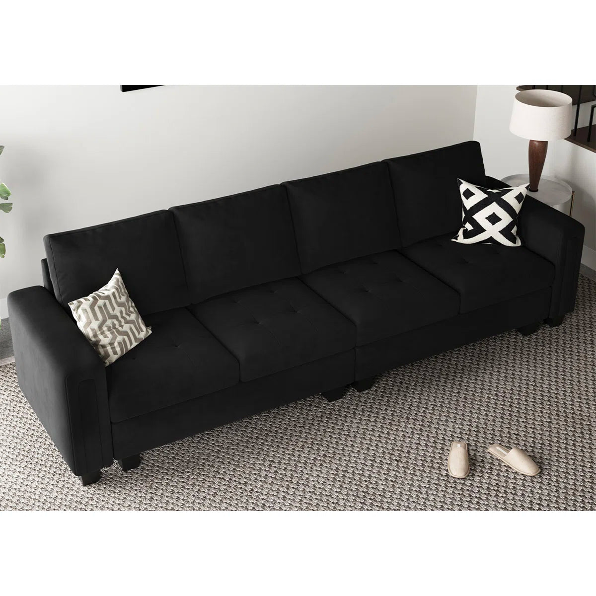 3 - Pieces Velvet 4-Seater Sectional Sofa Lounge Apartment Living room Couch