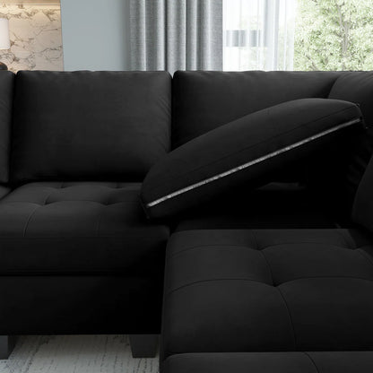 3 - Pieces Velvet 4-Seater Sectional Sofa Lounge Apartment Living room Couch