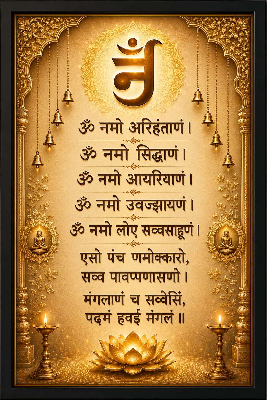 Jain Namokar Mantra Photo Frame Wall Decor for Home Temple Office 12x18 Inch