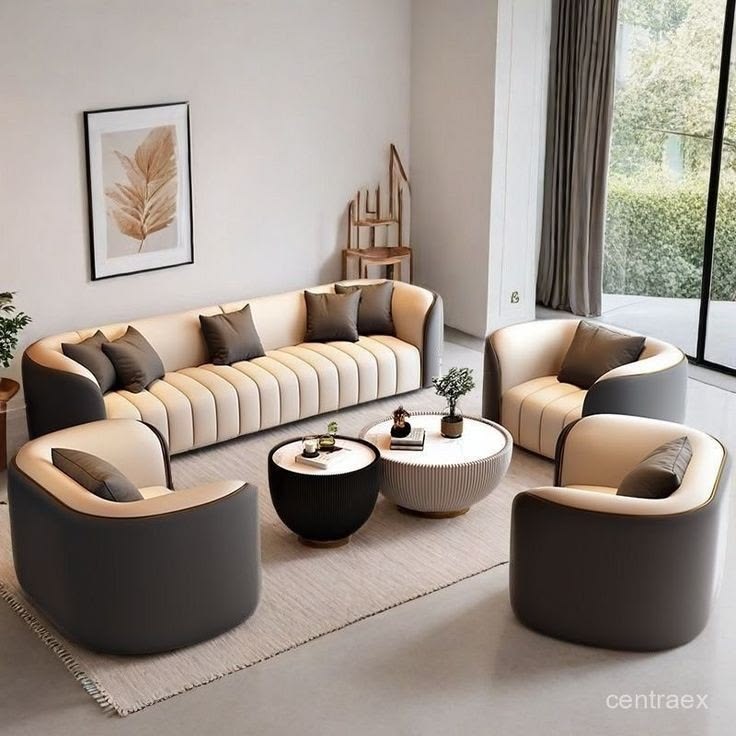 Nordic Light Luxury Wind Boucle Curved Creative Sofa Upholstered Luxury Sofa Set