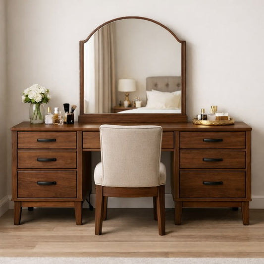 Noveen Vanity dressing table wooden with mirror with stool
