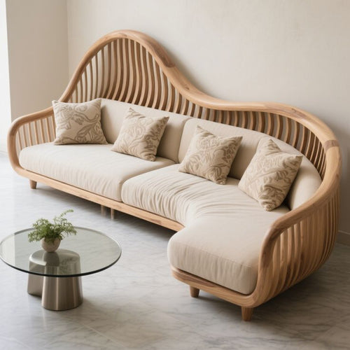Nordic Light Luxury Wind Boucle Curved Creative Sofa Upholstered Luxury Sofa Set